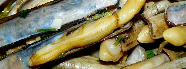 Lingueirão, utilizado no famoso Arroz de lingueirão: Prato típico da Cozinha algarvia &copy; / Cozinha do Algarve, RTA, Ilustração