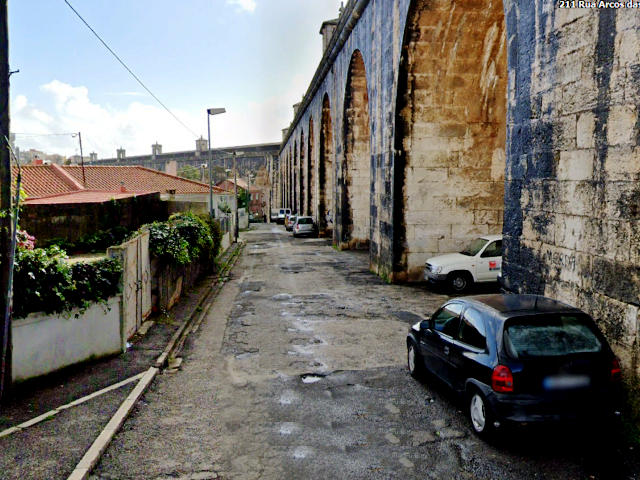 Aqueduto das Águas Livres, Rua dos Arcos, Bairro Liberdade, Freguesia de Campolide, Lisboa &copy; Google Earth Pro