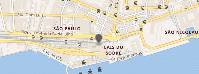 Mapa do Cais do Sodré, Centro Histórico, Freguesia da Misericórdia, Lisboa &copy; Google
