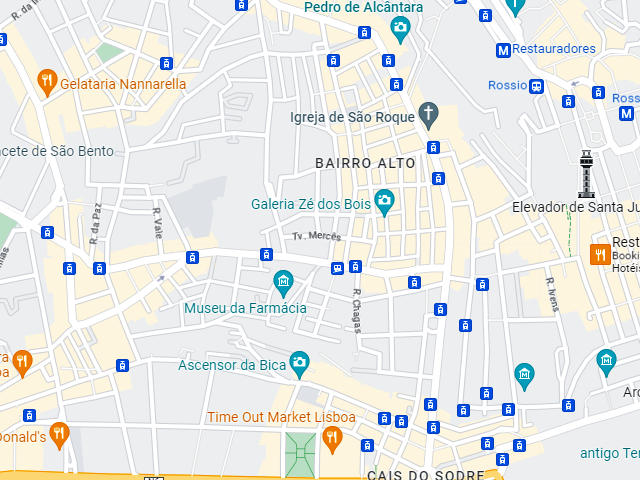 Mapa da Freguesia da Misericórdia, Lisboa &copy; Google