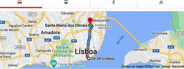 Da Sé de Lisboa a Olivais, Freguesia de Olivais, Lisboa &copy; Google