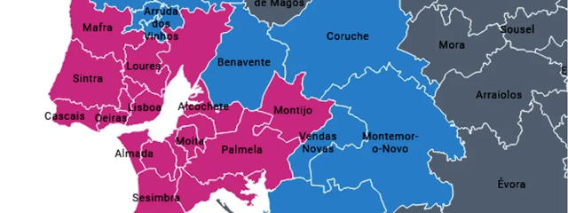 Mapa da Área Metropolitana de Lisboa &copy; / O Observador