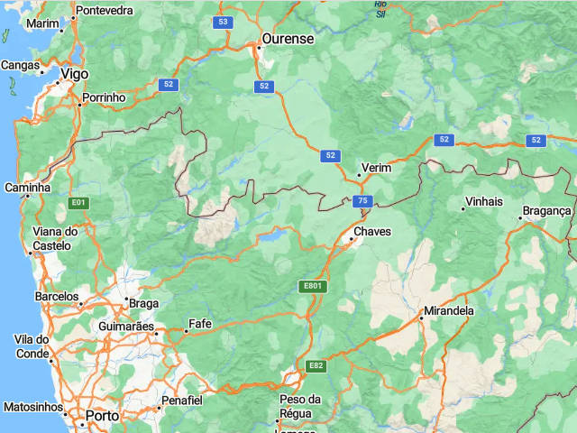 Mapa do Entre Douro e Minho &copy; TomTom