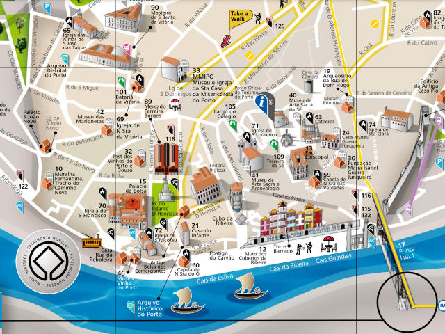 Ribeira do Porto y Catedral de Oporto, Centro histórico, Oporto &copy; Visita Oporto, ilustración